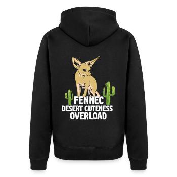 Fennec Fox Desert Cuteness Fennec Foxes - Unisex Premium Organic Zip Hoodie - black - Back - Nico (187cm)