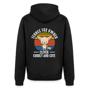 Fennek-fuchs-besitzer, Clevere, Kuschelige, - Unisex Premium Bio Zip Hoodie - Schwarz - Hinten - Nico (187cm)