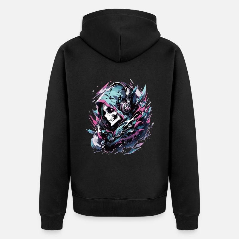 Crâne Crâne Crânes Crâne Squelette - Veste à capuche bio Premium Unisexe - noir