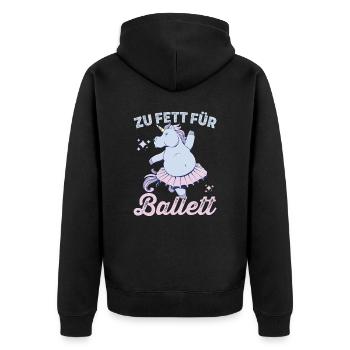 Zu Fett für Ballett - Unisex Premium Bio Zip Hoodie - Schwarz - Hinten - Nico (187cm)