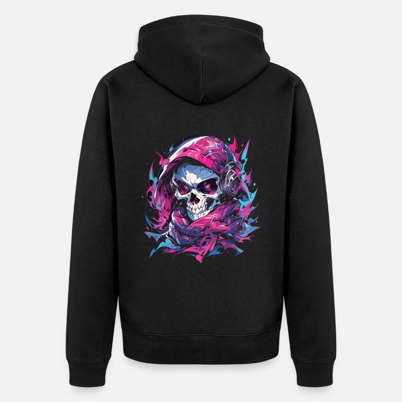 Crâne Crâne Crânes Crâne Squelette - Veste à capuche bio Premium Unisexe - noir