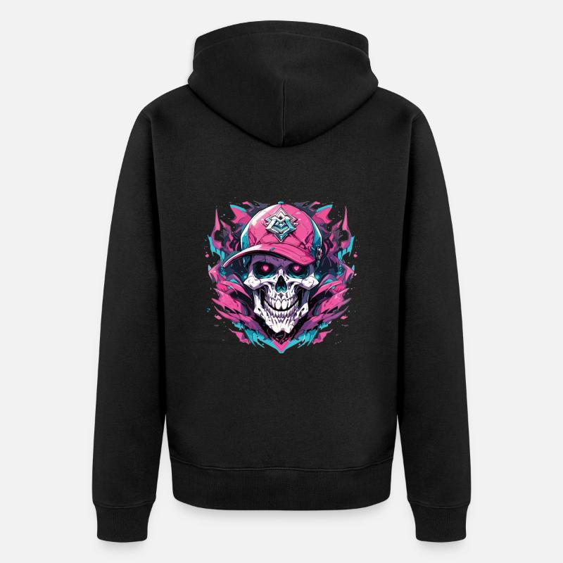 Crâne Crâne Crânes Crâne Squelette - Veste à capuche bio Premium Unisexe - noir