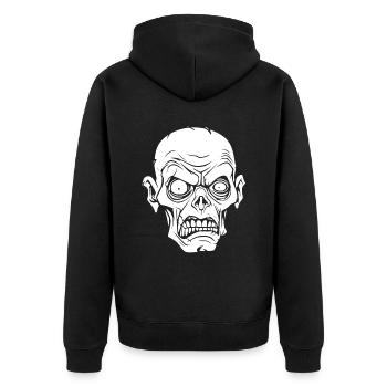 Zombie Halloween Gruselig - Unisex Premium Bio Zip Hoodie - Schwarz - Hinten - Nico (187cm)