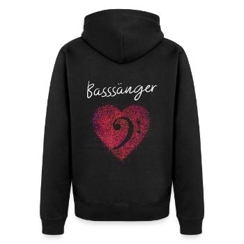 Bassschlüssel Chor Musik Bass Sänger Musikverein - Unisex Premium Bio Zip Hoodie - Schwarz - Hinten - Nico (187cm)