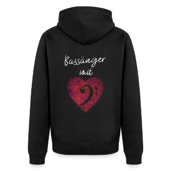 Bassschlüssel Chor Musik Bass Sänger Musiker - Unisex Premium Bio Zip Hoodie - Schwarz - Hinten - Nico (187cm)