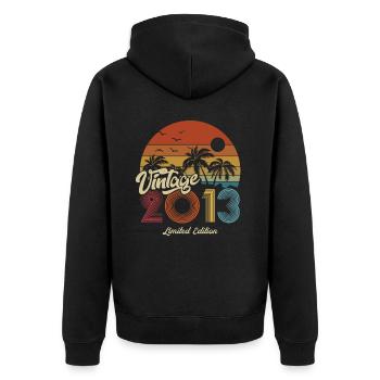 2013 Birthday born in 2013 Retro Vintage - Unisex Premium Organic Zip Hoodie - black - Back - Nico (187cm)