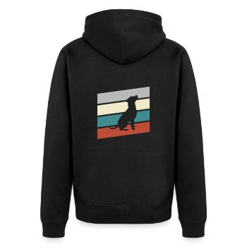 Hund Retro - Unisex Premium Bio Zip Hoodie - Schwarz - Hinten - Nico (187cm)