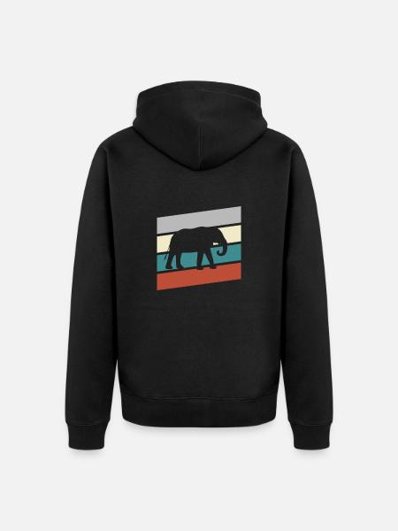 Éléphant Rétro - Veste à capuche bio Premium Unisexe - noir