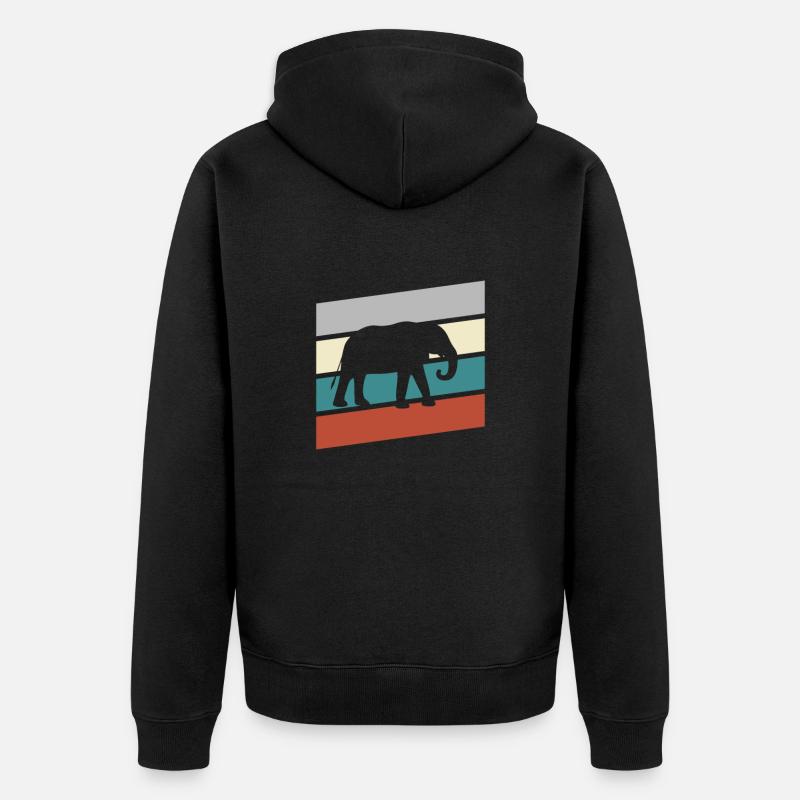 Elefant Retro - Unisex Premium Bio Zip Hoodie - Schwarz