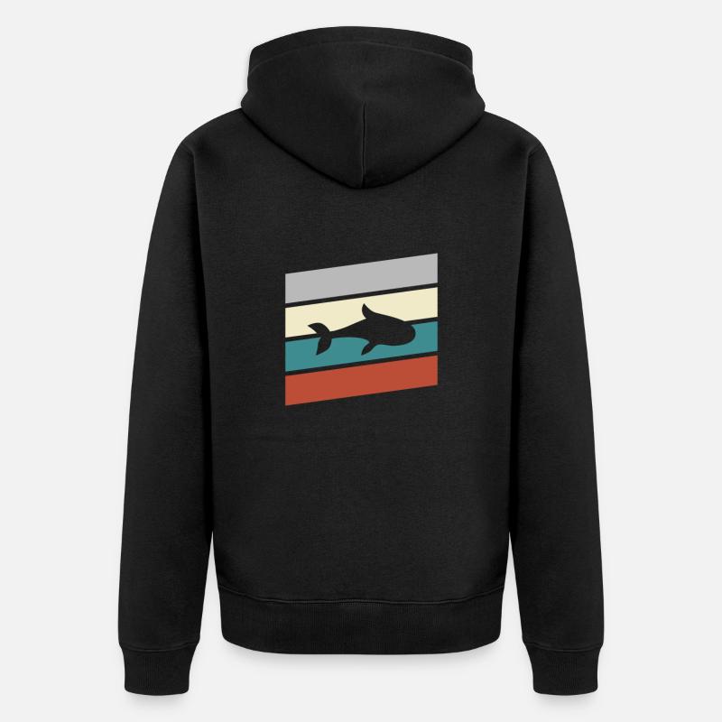 Fisch Retro - Unisex Premium Bio Zip Hoodie - Schwarz