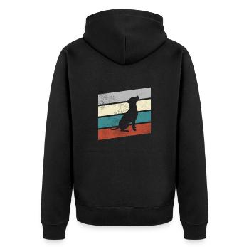 Hund Retro - Unisex Premium Bio Zip Hoodie - Schwarz - Hinten - Nico (187cm)