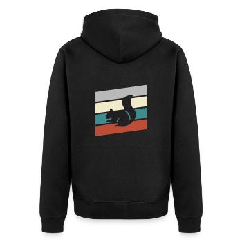 Squirrel Retro - Unisex Premium Organic Zip Hoodie - black - Back - Nico (187cm)