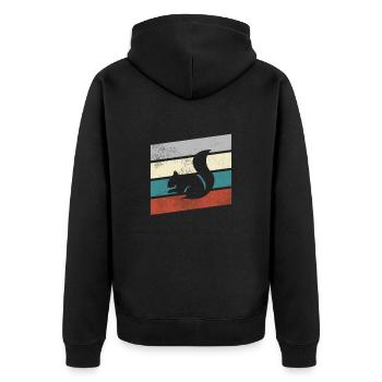 Squirrel Retro - Unisex Premium Organic Zip Hoodie - black - Back - Nico (187cm)