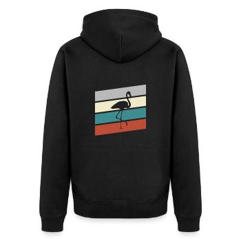 Flamant rose Rétro - Veste à capuche bio Premium Unisexe - noir - Dos - Nico (187cm)