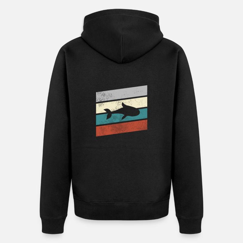 Fisch Retro - Unisex Premium Bio Zip Hoodie - Schwarz