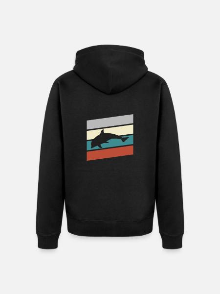 Delfin Retro - Unisex Premium Bio Zip Hoodie - Schwarz