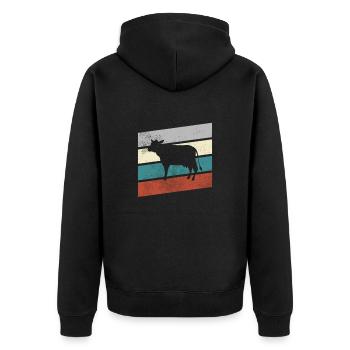 Kuh Retro - Unisex Premium Bio Zip Hoodie - Schwarz - Hinten - Nico (187cm)
