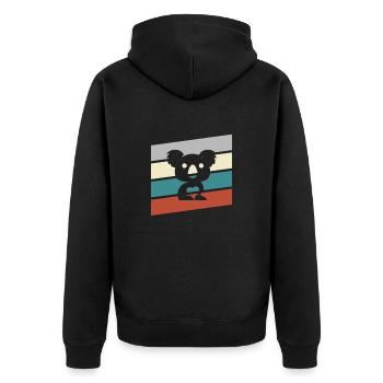 Koala Retro - Unisex Premium Organic Zip Hoodie - black - Back - Nico (187cm)
