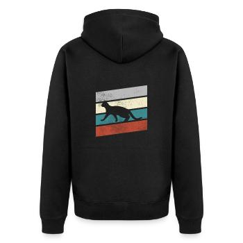 Katze Retro - Unisex Premium Bio Zip Hoodie - Schwarz - Hinten - Nico (187cm)