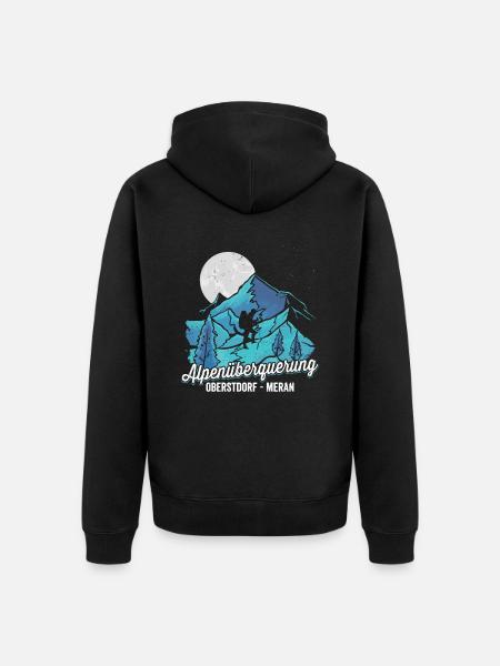 Alpenüberquerung Oberstdorf Meran Pilgerweg - Unisex Premium Bio Zip Hoodie - Schwarz