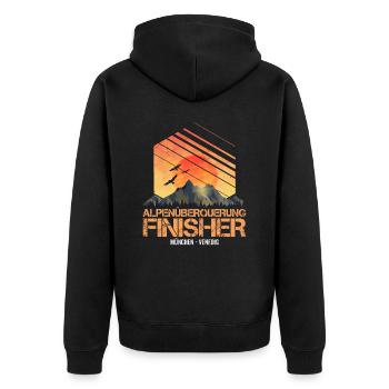 Alpenüberquerung Finisher München Venedig - Unisex Premium Bio Zip Hoodie - Schwarz - Hinten - Nico (187cm)