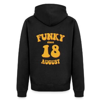 Funky Birthday: August 2018 - Flower Power - Unisex Premium Organic Zip Hoodie - black - Back - Nico (187cm)