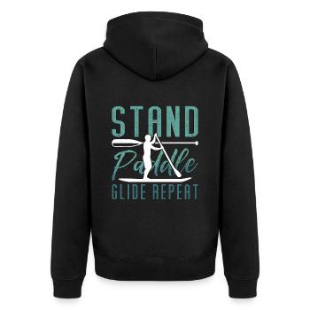 Stand Up Paddle Stand Paddle Glide Paddleboarding - Unisex Premium Organic Zip Hoodie - black - Back - Nico (187cm)