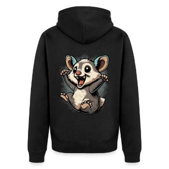 Cute Possum Kawaii Anime Forest Animal - Unisex Premium Bio Zip Hoodie - Schwarz - Hinten - Nico (187cm)