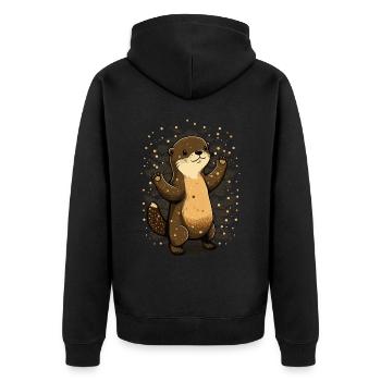 Cute Otter Kawaii Anime Forest Animal - Unisex Premium Bio Zip Hoodie - Schwarz - Hinten - Nico (187cm)