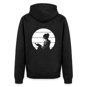 Buch Leseratte Bücherwurm - Unisex Premium Bio Zip Hoodie - Schwarz - Hinten - Nico (187cm)