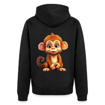 Niedlicher Affe für Kinder für Kinder - Unisex Premium Bio Zip Hoodie - Schwarz - Hinten - Nico (187cm)
