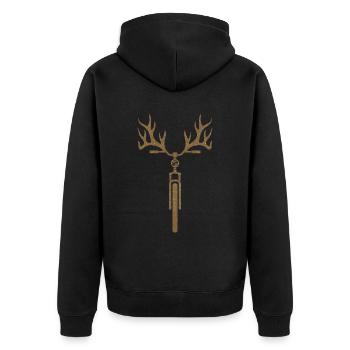Fahrrad Hirsch - Unisex Premium Bio Zip Hoodie - Schwarz - Hinten - Nico (187cm)