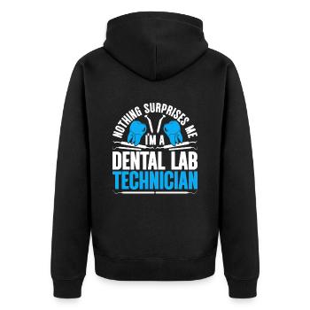Dental technician Dental prosthodontist - Unisex Premium Organic Zip Hoodie - black - Back - Nico (187cm)