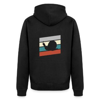 Snail Retro - Unisex Premium Organic Zip Hoodie - black - Back - Nico (187cm)
