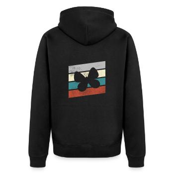 Schmetterling Retro - Unisex Premium Bio Zip Hoodie - Schwarz - Hinten - Nico (187cm)