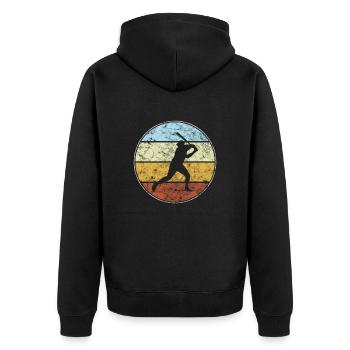 baseball retro - Unisex Premium Bio Zip Hoodie - Schwarz - Hinten - Nico (187cm)
