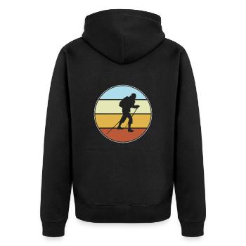 Hiking Retro - Unisex Premium Organic Zip Hoodie - black - Back - Nico (187cm)