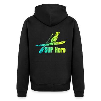 SUP Stand Up Paddling - Unisex Premium Bio Zip Hoodie - Schwarz - Hinten - Nico (187cm)