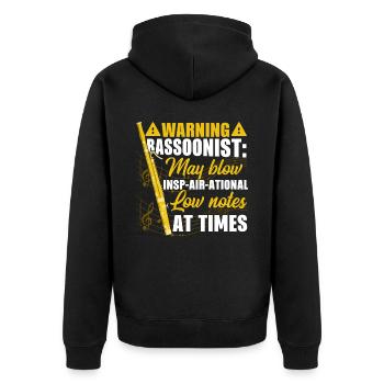 Fagott - Unisex Premium Bio Zip Hoodie - Schwarz - Hinten - Nico (187cm)