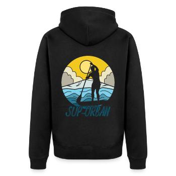 SUP-Board - Unisex Premium Bio Zip Hoodie - Schwarz - Hinten - Nico (187cm)