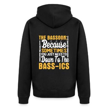 Fagottist - Unisex Premium Bio Zip Hoodie - Schwarz - Hinten - Nico (187cm)