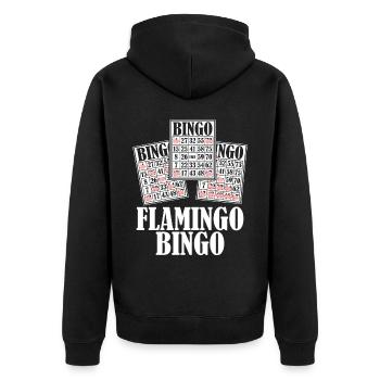 Flamants roses Bingo Flamants roses - Veste à capuche bio Premium Unisexe - noir - Dos - Nico (187cm)
