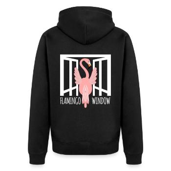 funny flamingo - Unisex Premium Organic Zip Hoodie - black - Back - Nico (187cm)