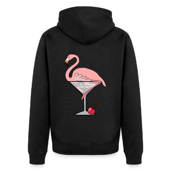 Flamingo Cocktail - Unisex Premium Organic Zip Hoodie - black - Back - Nico (187cm)