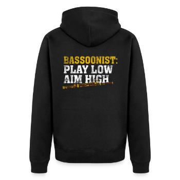 Fagott - Unisex Premium Bio Zip Hoodie - Schwarz - Hinten - Nico (187cm)