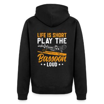 Fagottist - Unisex Premium Bio Zip Hoodie - Schwarz - Hinten - Nico (187cm)