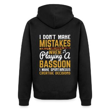 Fagottist - Unisex Premium Bio Zip Hoodie - Schwarz - Hinten - Nico (187cm)