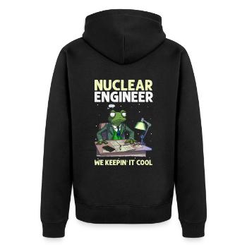 Kernenergie Spruch für Kernenergie - Unisex Premium Bio Zip Hoodie - Schwarz - Hinten - Nico (187cm)