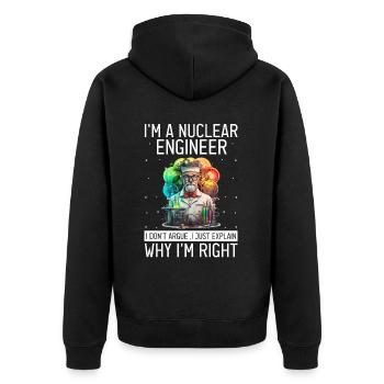 Nuklearingenieur für Kernkraftwerk und Kernenergie - Unisex Premium Bio Zip Hoodie - Schwarz - Hinten - Nico (187cm)