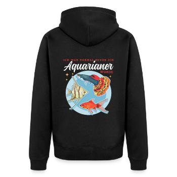 Aquarium Aquarianer Zierfisch Aquaristik Geschenk - Unisex Premium Bio Zip Hoodie - Schwarz - Hinten - Nico (187cm)